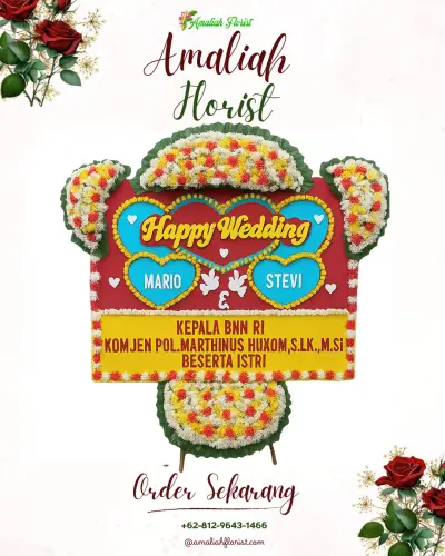 Karangan Papan Bunga Pernikahan di Mejagong